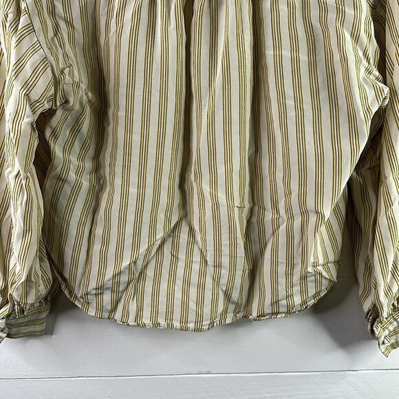 LEVI'S Tan Yellow Vertical Striped Button Up 3/4 Sleeve Blouse Top Shirt Size S - Picture 4 of 12